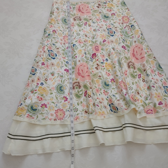 Biya Johnny Was silk vintage floral garden roses layered skirt - Picture 5 of 7